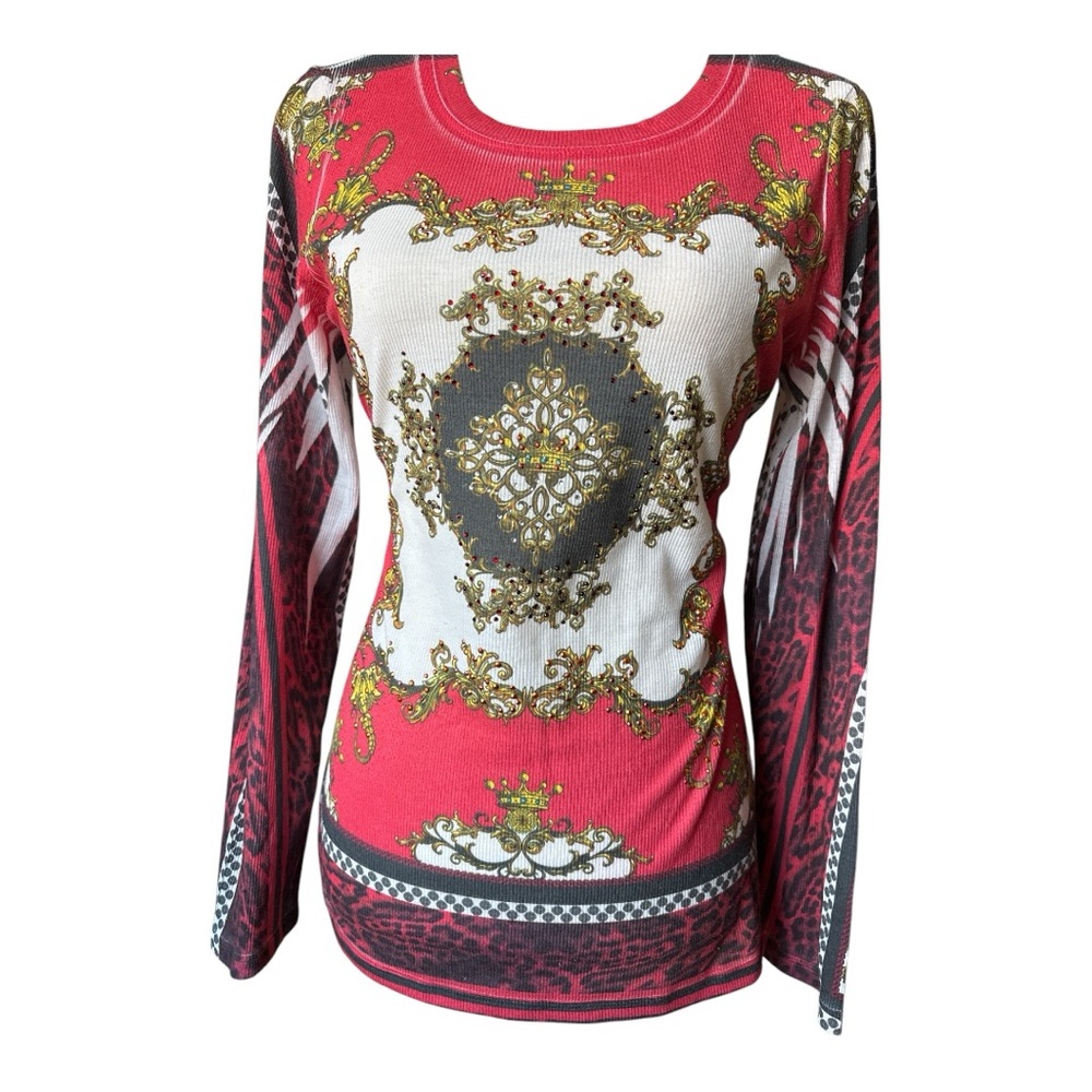 Y2K embellished bedazzled shirt size large